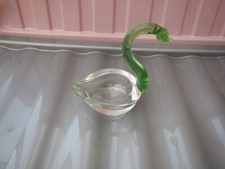 VINTAGE ART GLASS CLEAR/GREEN