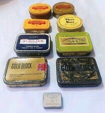 9 X Vintage Empty Tobacco Tins Inc J&H Wilson Snuff, Three Nuns, Gold Block, Etc