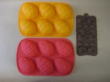 2 Easter Egg Shaped Silicone Moulds / Bunnies / Ducks ~ Chocolate Sugarcraft