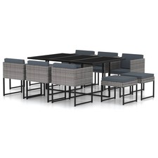Garden Dining Set Grey Poly