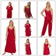 Ladies Sexy Red Long Satin