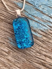 Dichroic Glass Mini  Pendant Handmade Cornwall Deep Turquoise Ocean