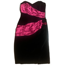 VTG John Charles 80s Cocktail Party Evening dress mini velvet pink black floral