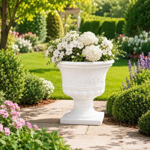 Large white urn planter 45cm - large,