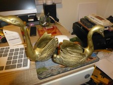 Vintage Brass Swan Planter