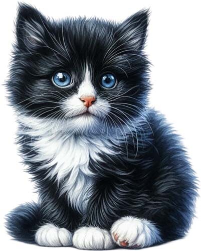 Black white cat kitten - kitten, wall