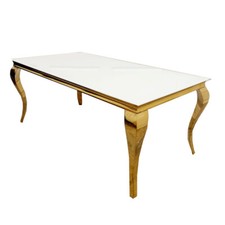Louis Dining Table Gold 2M With Black Marble Top *CLEARANCE SCUFFED FRAME*