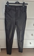 Stradivarius black waxed faux leather trousers