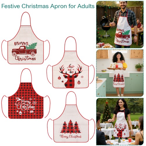 Christmas apron reindeer trees - apron,