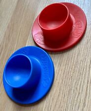 2 x vintage Nestle smarties & KitKat egg cup blue red plastic. collectible. rare