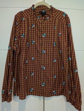 Mercer & Madison Embroidered Gingham Blouse XL 16 Prairie Boho