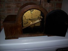 Vintage Smiths Empire mantle  Westminster chime wood clock 