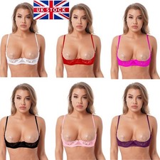 Women Underwired Push Up Shelf Bra 1/2 Cup Demi Balconette Unlined Bra Top Sexy