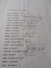 WIMBLEDON FC 1992-93 RARE HAND