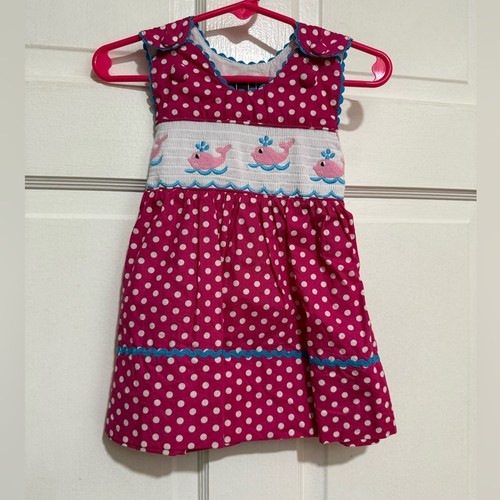 Month smocked whale polka - smocked,