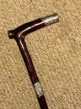 Antique Rustic Walking Stick / Cane - Fritz Handle & Hallmarked 1909 Silver