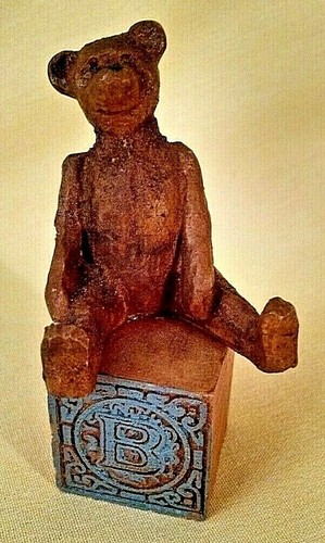 Wooden block teddy - wooden,