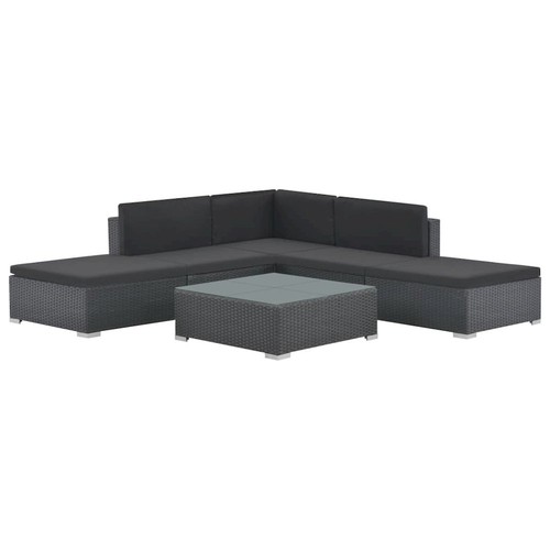 Sofa set black rattan large - sofa,