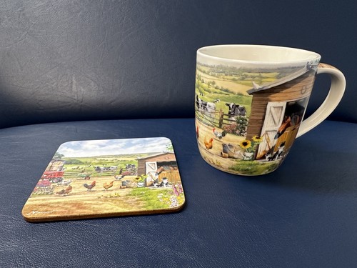 Farmhouse mug coaster - mug, set