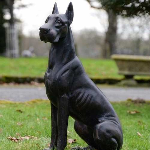 Doberman dog garden sculpture - doberman,