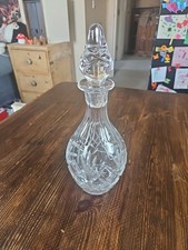 Crystal Glass Decanter 12" Cut Glass 1ltr with Stopper Lid 