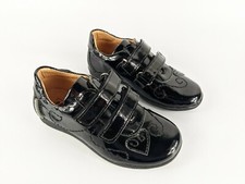 Step2wo London Black Patent Leather Riptape fastening Shoes Uk 7.5 Eu 25 New