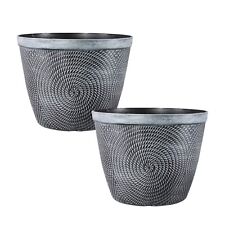 2Pc Round Silver Grey Plant