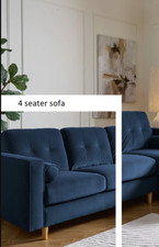 Heaton 4 Seater Fabric Sofa Blue Stylish and Comfortable Living Room Furniture