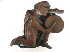 Man Playing Pipe and Tabor Musical Reproduction Cathedral Misericord Carving New