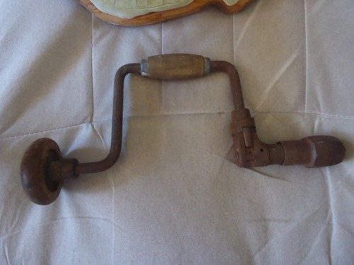 Vintage brace drill and bit - drill,