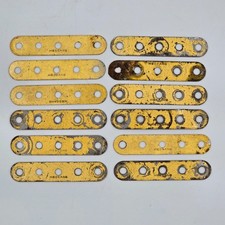 Meccano Gold Brass Zinc Strips x12 5 Hole Vintage 1950s Original Liverpool Parts