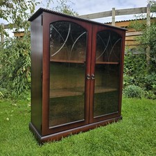Antique Reproduction Mahogany Bookcase Glass Doors.  Display Cabinet