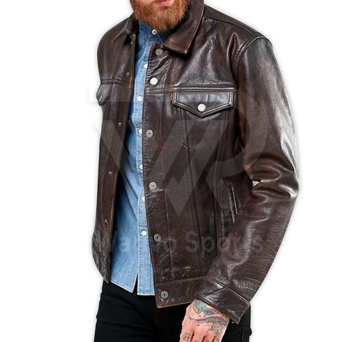 Mens cafe racer trucker brown - mens,
