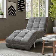 Single Sleeper Sofa Futon Chair Chaise Lounge With Adjustable Back and Footrest