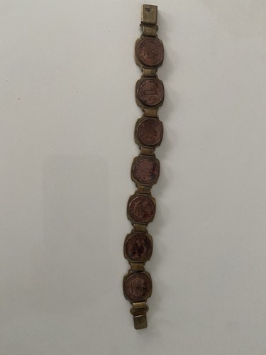 Brass coin bracelet vintage - coin,