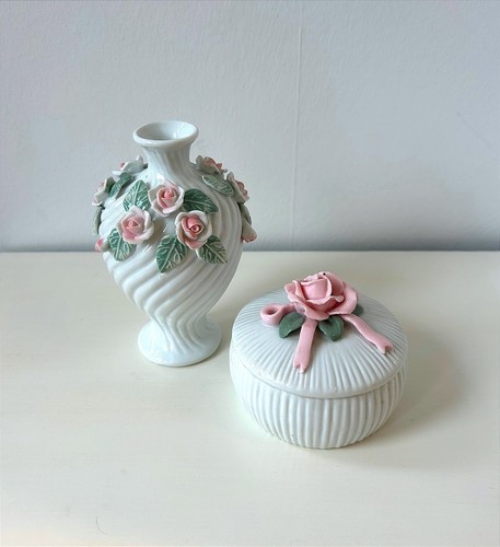 Pair vintage white porcelain - pair,