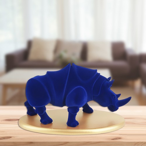 Velvet rhino resin figurine - rhino,