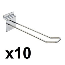 10x Slatboard Retail Shop Display Wall Hooks Looped Metal Prongs - 270mm - 10"