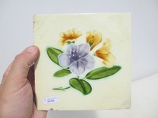 Antique Ceramic Tile Old Flowers Vintage Nouveau Floral Flowers Edwardian