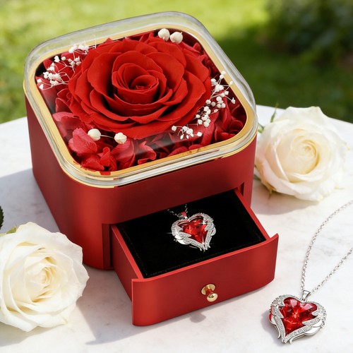 Preserved real rose with - real, heart