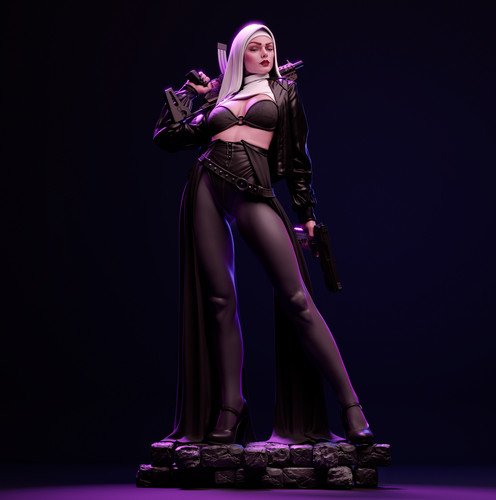 Resin figure model nun - 1/24,