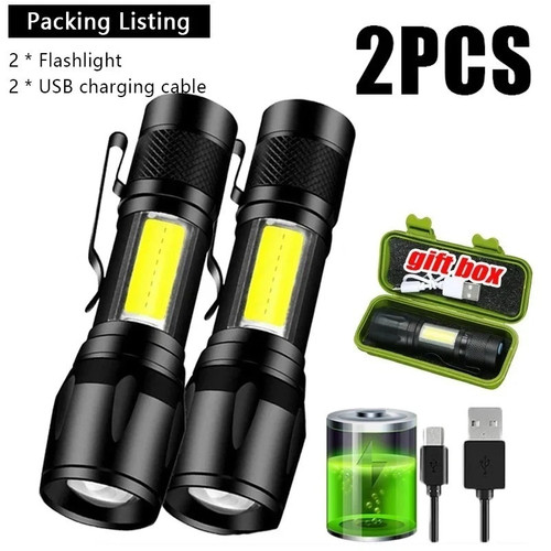 2pcs 2000lm usb rechargeable - 2pcs,