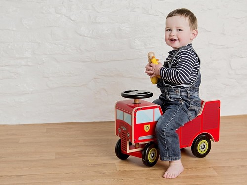 Wooden baby ride car - on,