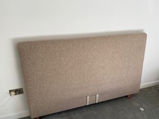 Hastens 'Being' king size sloping headboard. Natural removable fabric cover.