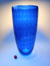 Vintage Cobalt Blue Controlled Bubble Large Glass Vase