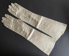 Vintage 1960s Gold Lame Leather Long Opera Evening Elbow Gloves Size 7
