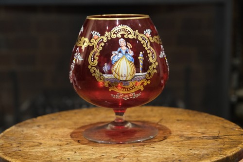 Bohemian ruby glass goblet - ruby,