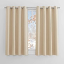 PONY DANCE Thermal Insulated Energy Saving Curtains with Eyelet for Bedroom, Bei