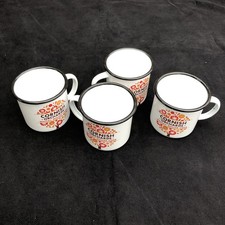 Enamel Mugs Metal Camping Tea Coffee Hot Drinks Set of 4 Cornish Orchards Cider