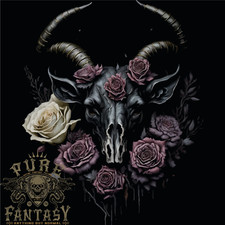 A Goat Skull With Roses Gothic Goth Mens T-Shirt 100% Cotton
